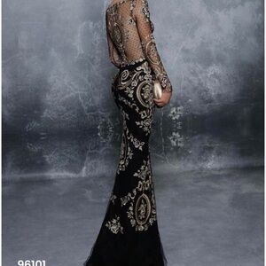 Tarik Ediz black and gold dress